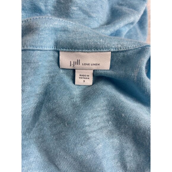 J.Jill Love Linen Womens Blue & White 3/4 Sleeve Tunic Top Small Boat Neck NWOT - Picture 3 of 8